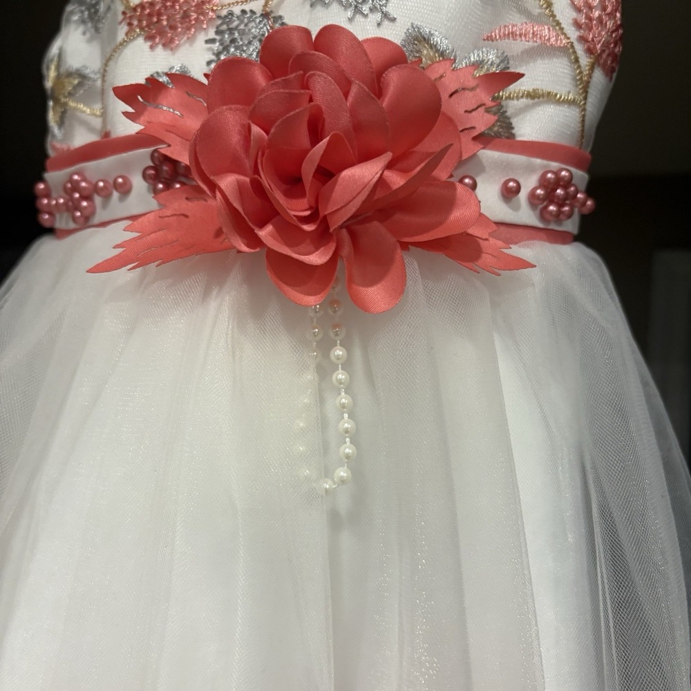 24m/2T Toddler Easter Flower Girl Lace Dress Wedding Formal Dresses Pink/peach - Picture 7 of 11